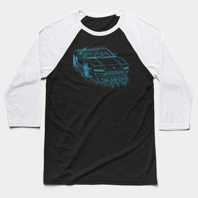 Acura NSX Lineart Blueprint Baseball T-Shirt by Guyvit